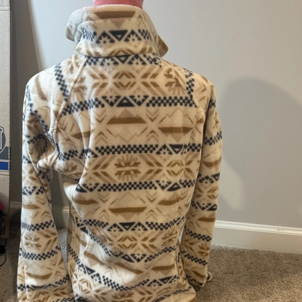 Columbia Tan and Black Geometric Fleece Jacket - Picture 4 of 4